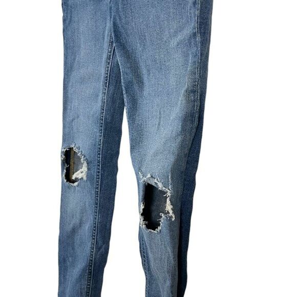 We The Free People Womens Skinny Mid Rise Distressed Destroyed Blue Jeans sz 26 - Picture 9 of 16